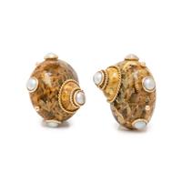MAZ, TURBO SHELL AND CULTURED PEARL EARRINGS