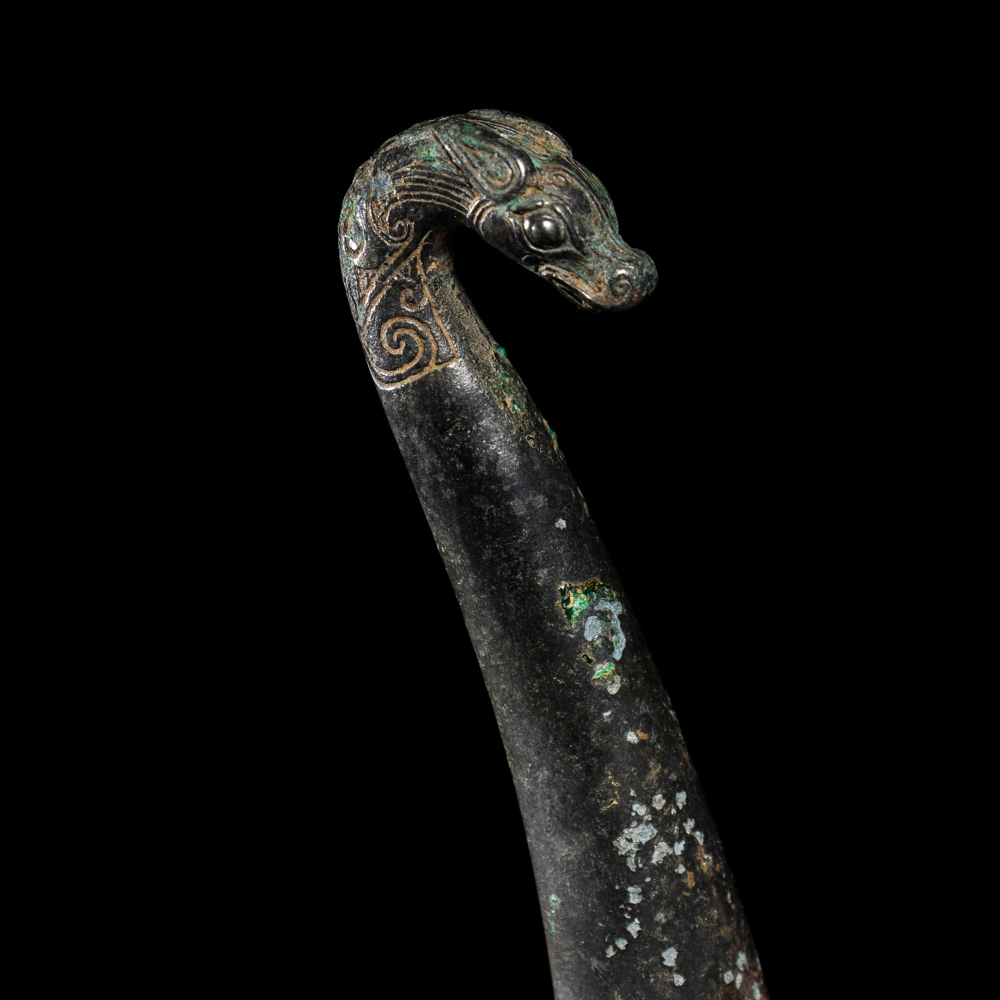 Three Chinese Metal Belt Hooks, Warring States-Han Dynasty 戰國-漢 青銅帶鉤三件