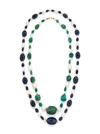 COLLECTION OF CULTURED PEARL AND GEMSTONE NECKLACES