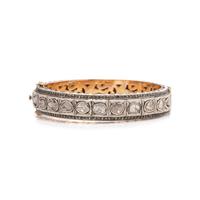 SILVER, GOLD AND DIAMOND BANGLE BRACELET