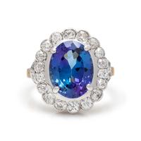 TANZANITE AND DIAMOND RING