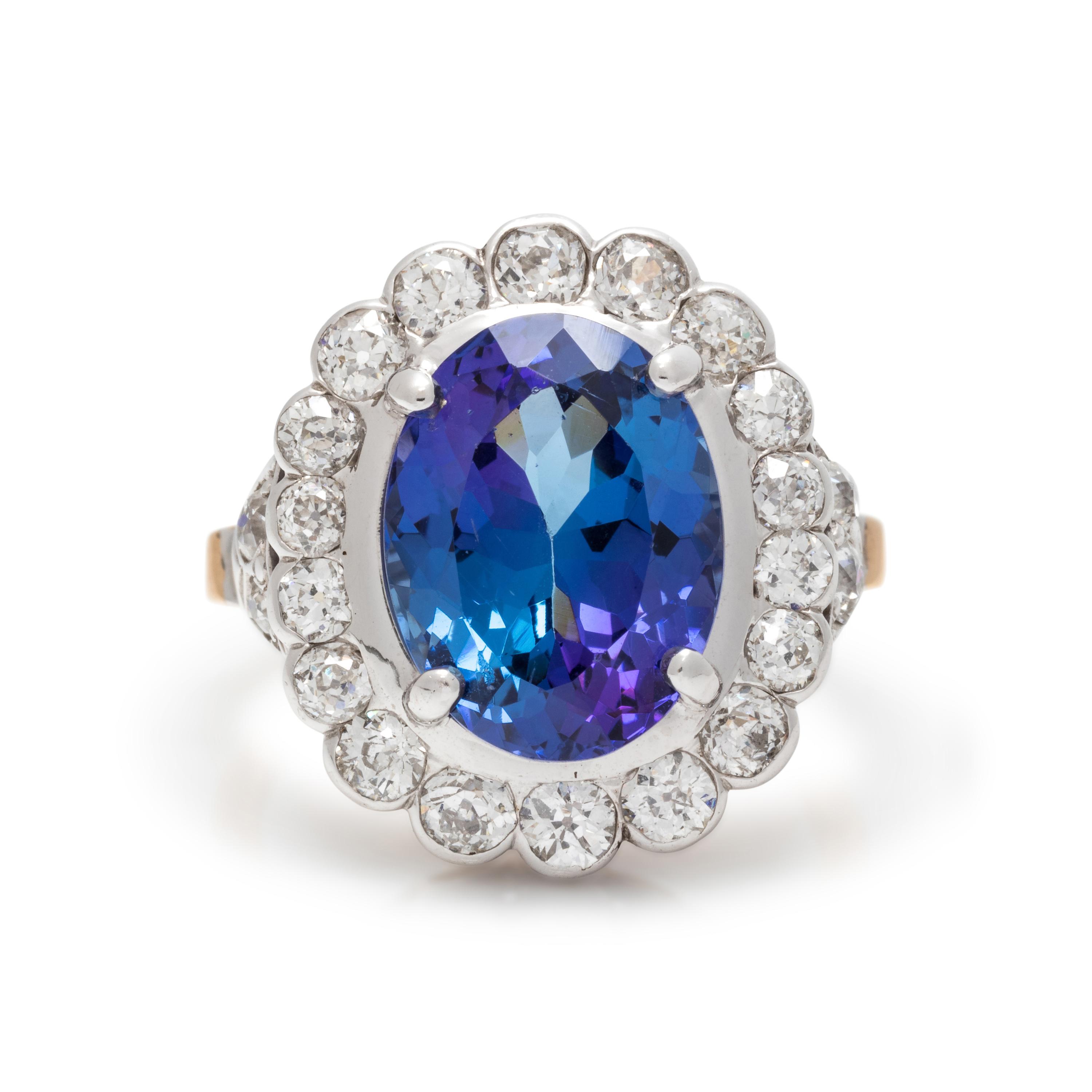 TANZANITE AND DIAMOND RING