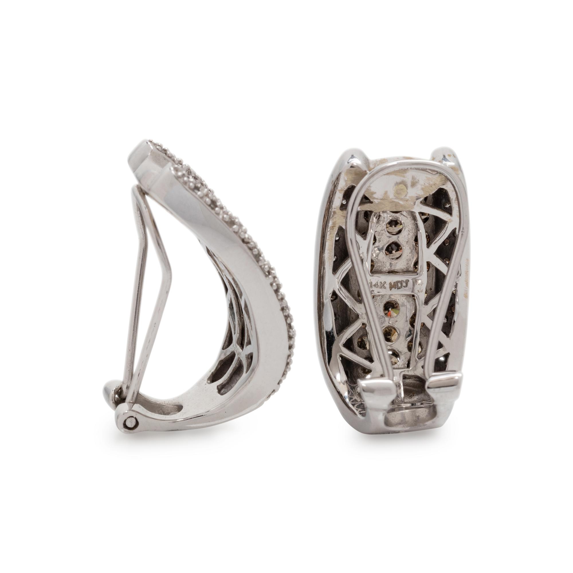 COLORED DIAMOND AND DIAMOND EARCLIPS