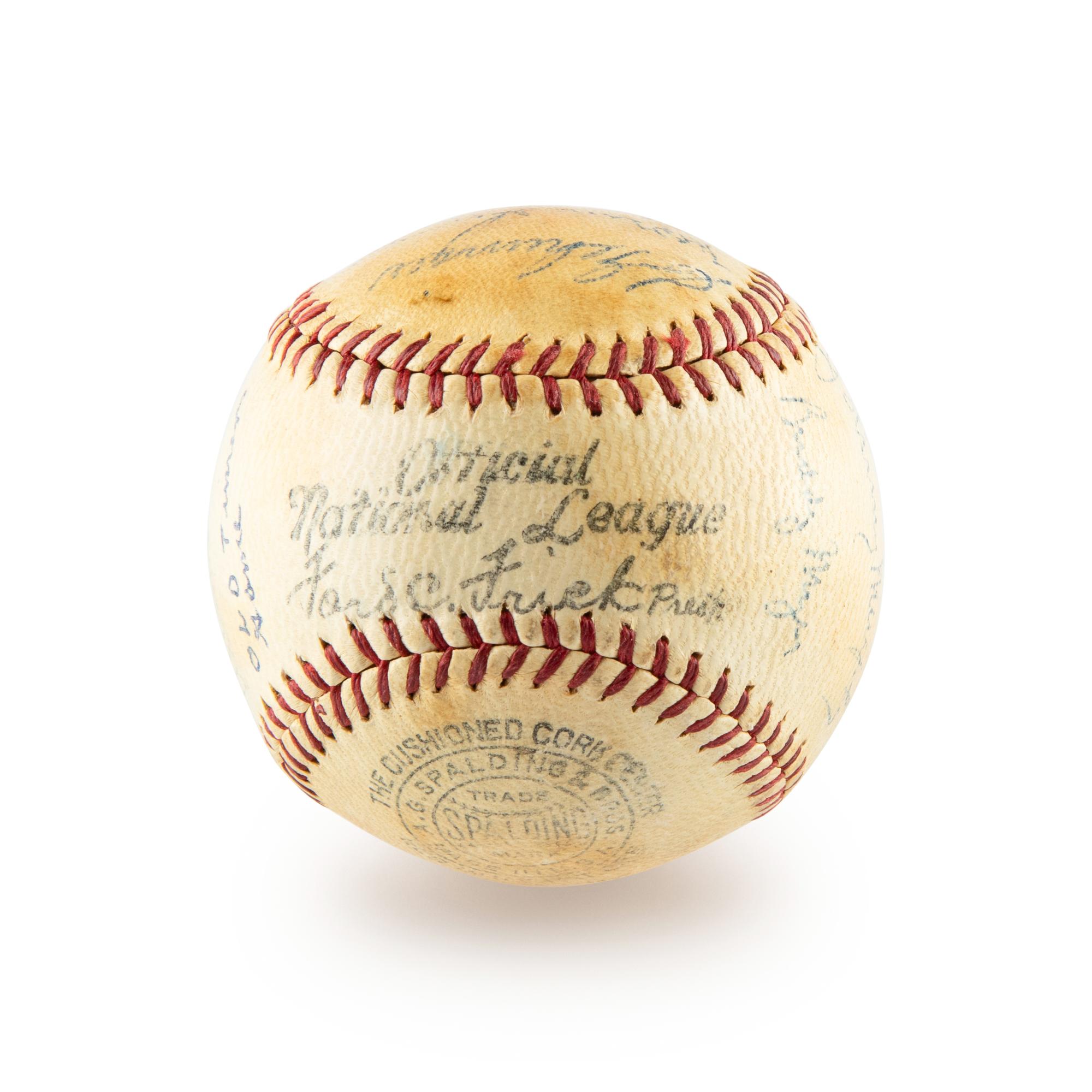 A 1937 American League All Star Team Signed Autograph Baseball Including Lou Gehrig, Hank Greenberg and Jimmie Foxx (Beckett Authentication Services)