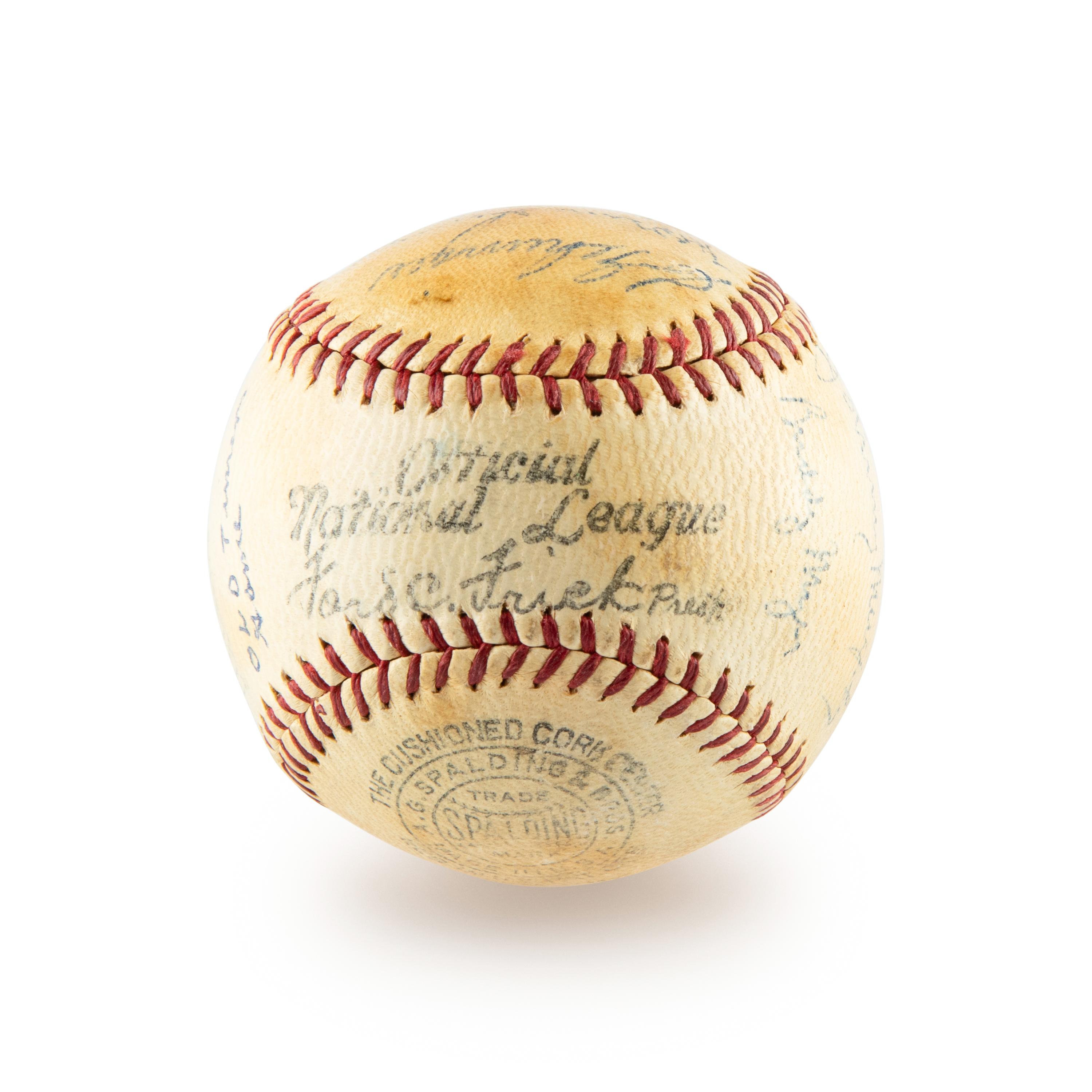 A 1937 American League All Star Team Signed Autograph Baseball Including Lou Gehrig, Hank Greenberg and Jimmie Foxx (Beckett Authentication Services)