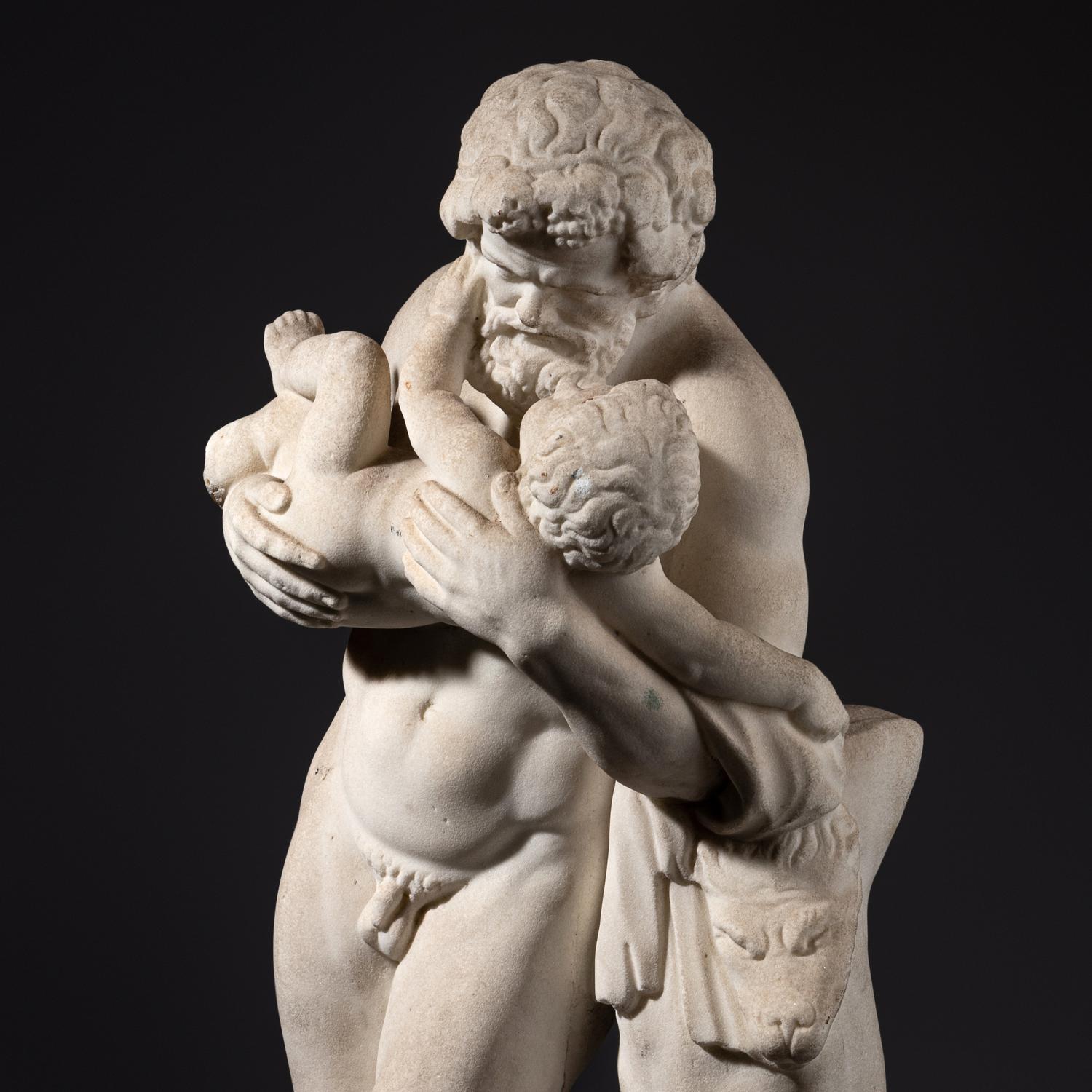 A Grand Tour Marble Group of Silenus and the Infant Bacchus