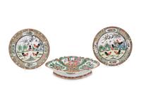 Five Chinese Export Famille Rose Porcelain Plates
