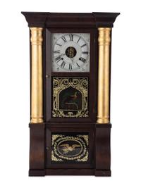 A Seth Thomas Empire Mahogany and Giltwood Shelf Clock