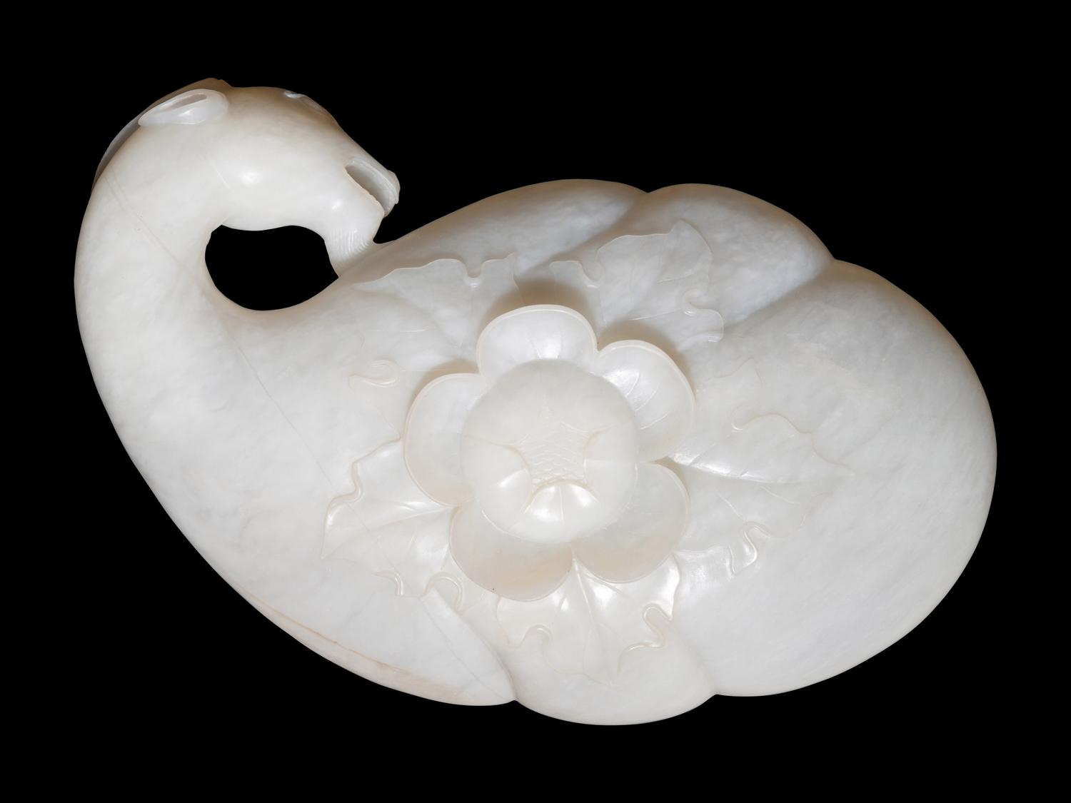 A Chinese White Jade 'Ram's Head' Dish