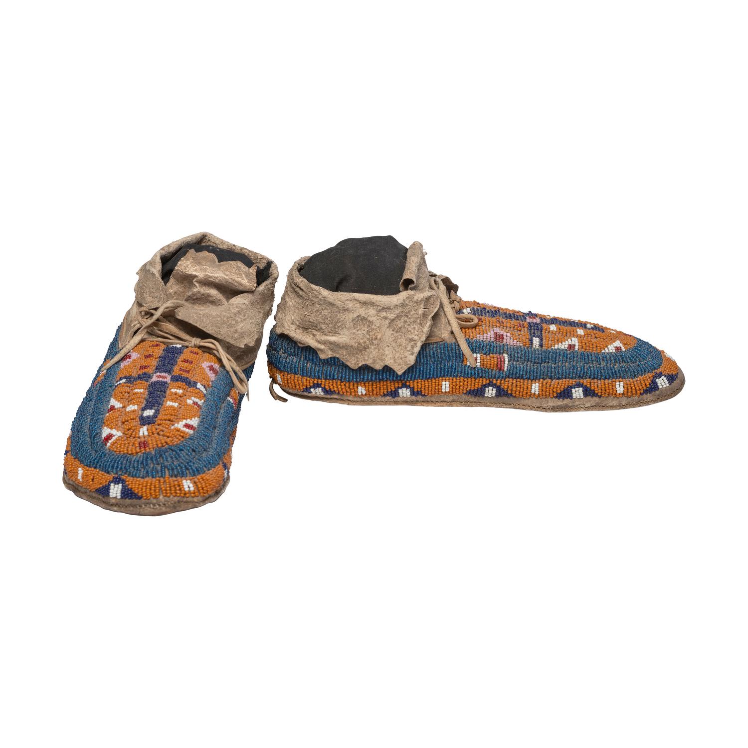 Northern Plains Beaded Hide Moccasins