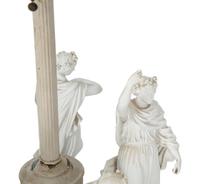 A Neoclassical Style French Bisque Porcelain Figural Lamp