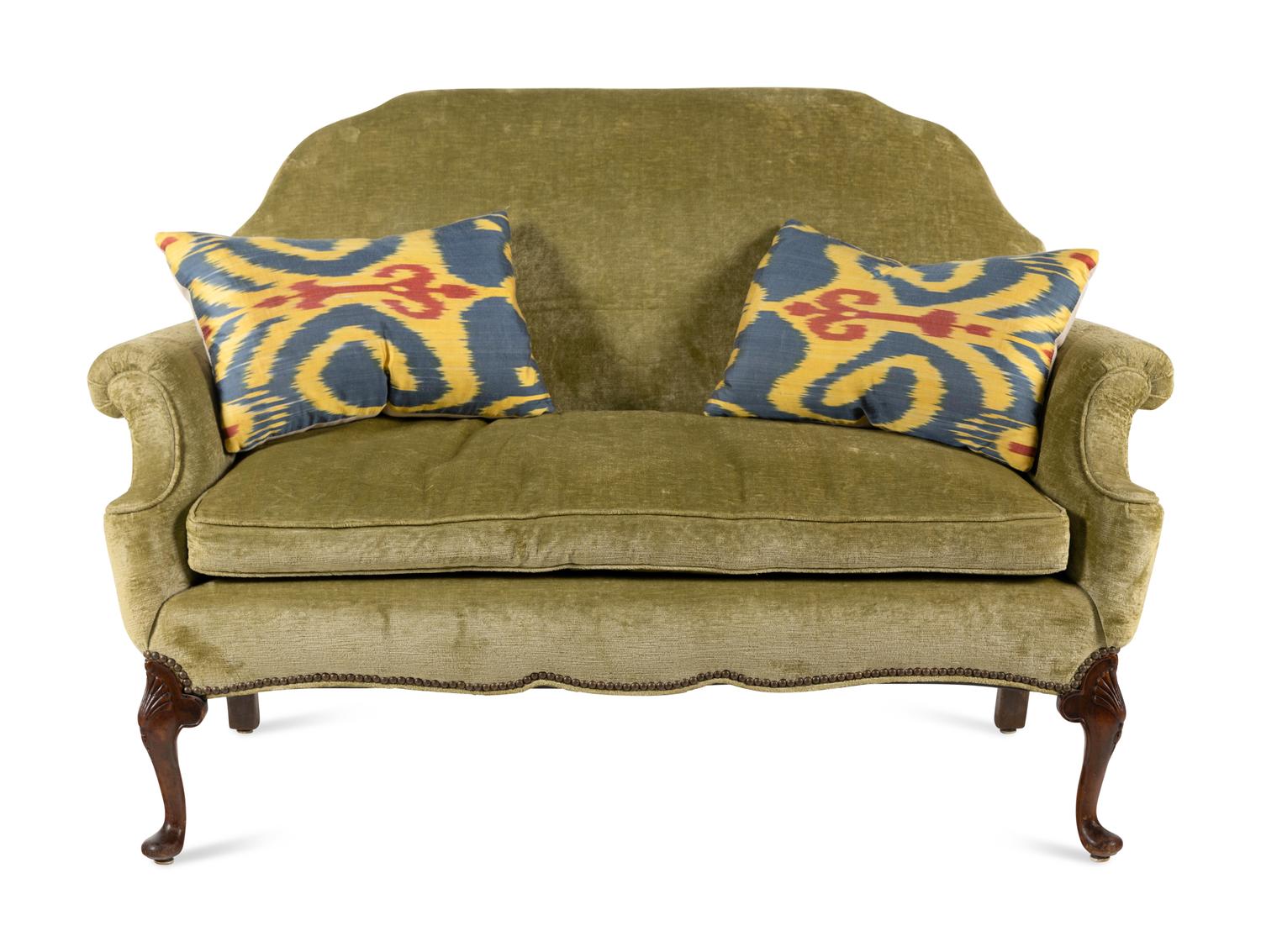 A George II Style Upholstered Mahogany Settee