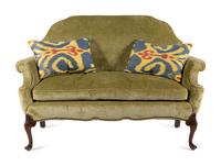 A George II Style Upholstered Mahogany Settee