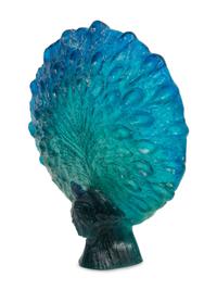 A Daum Pâte de Verre Paon Sculpture