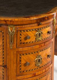 A Louis XV/XVI Transitional Style Kingwood and Parquetry Leather-Inset Reniform Bureau