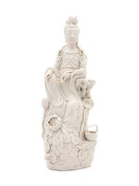 A Chinese Blanc-de-Chine Porcelain Figure of Guanyin