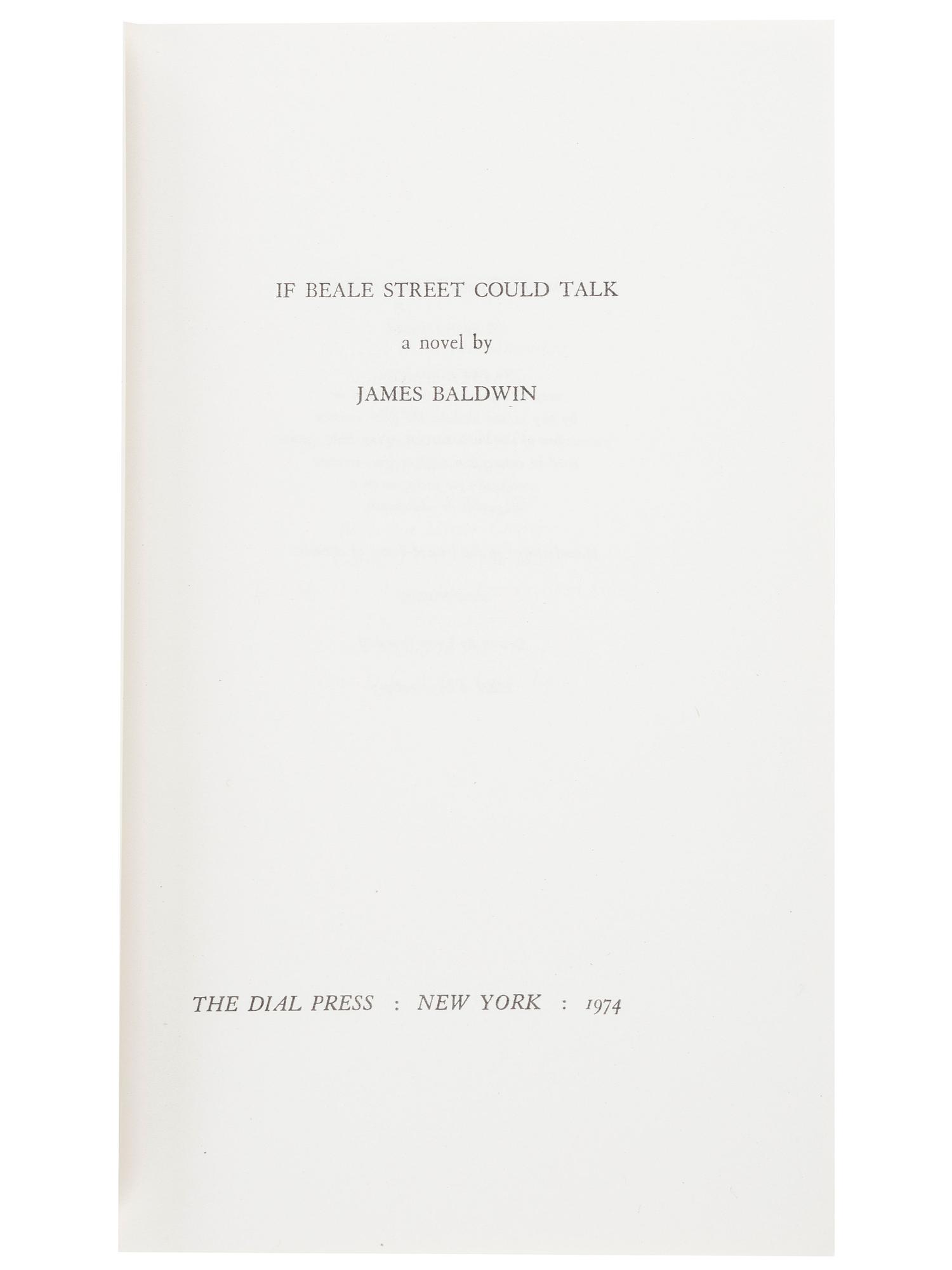 BALDWIN, James (1924-1987). If Beale Street Could Talk. Uncorrected Galleys. New York: The Dial Press, 1974.