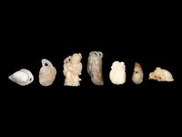Seven Small Chinese Hardstone and Jade Carvings