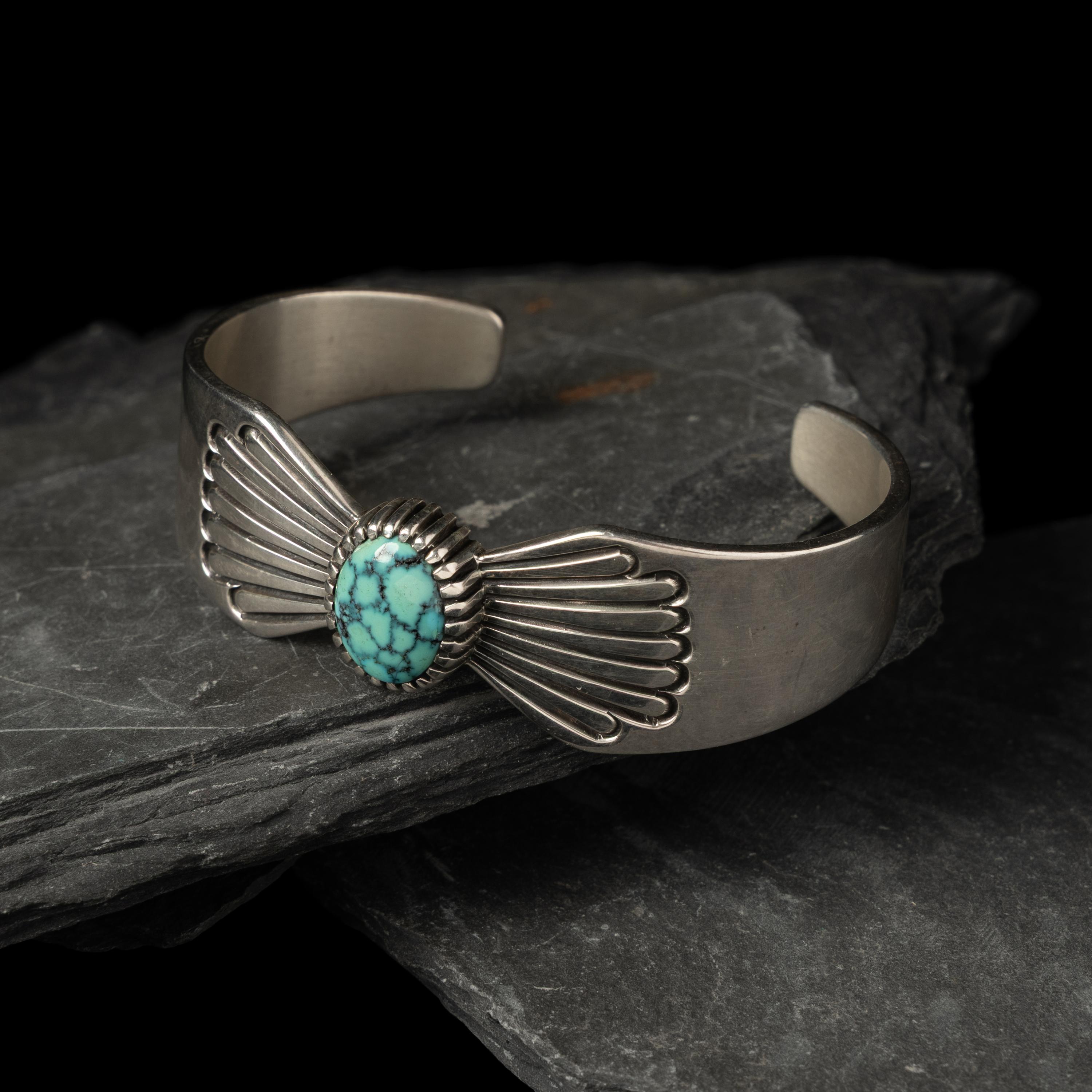 Thomas Curtis (Diné, 1942-2013) — Sterling Silver and Turquoise Cuff Bracelet