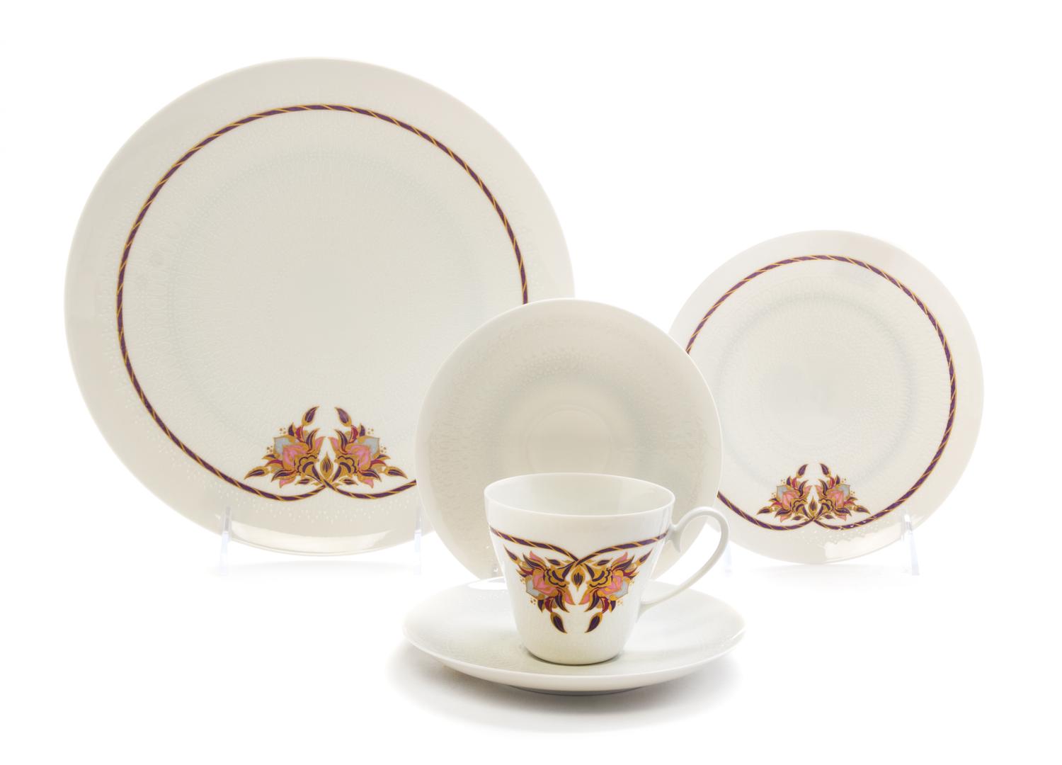 A Rosenthal Porcelain Partial Dinner Service Diameter of dinner plates 9 3/4 inches.