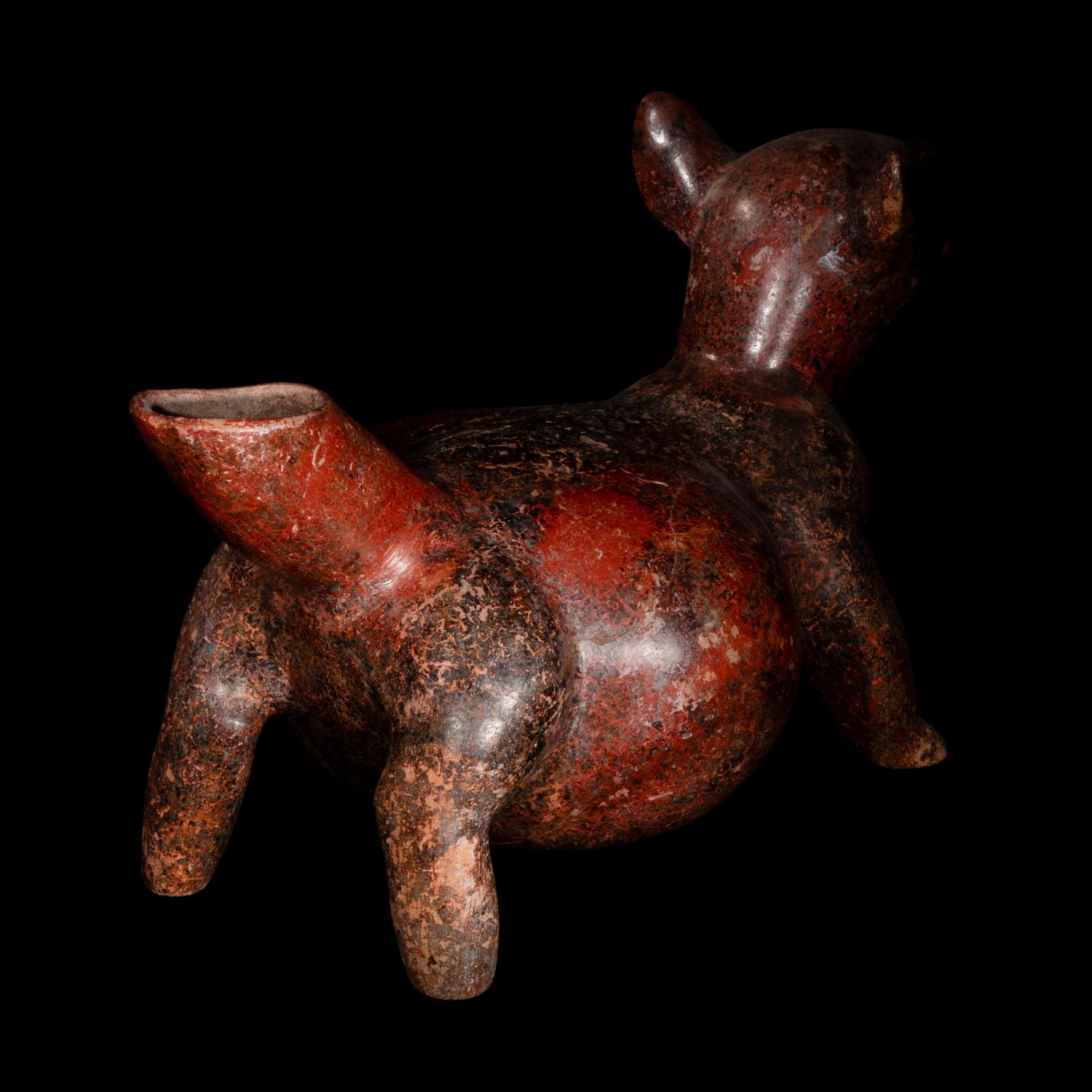 A Colima Redware Dog Effigy Vessel