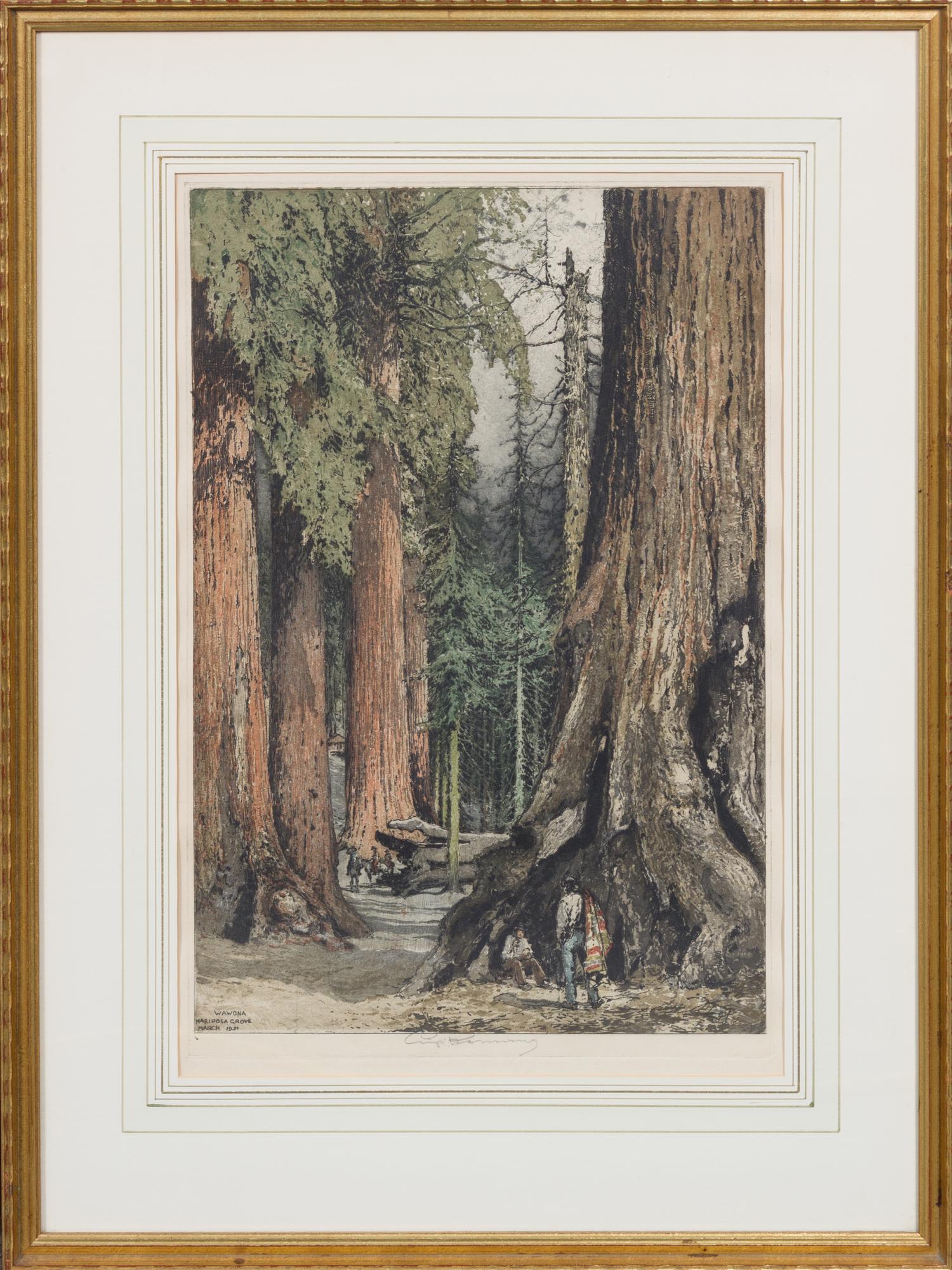 Luigi Kasimir, (American/Austrian, 1881-1962), Santa Fe, The Inn, La Fonda; El Capitain, California; Riders, Giant Redwoods and Wawona,