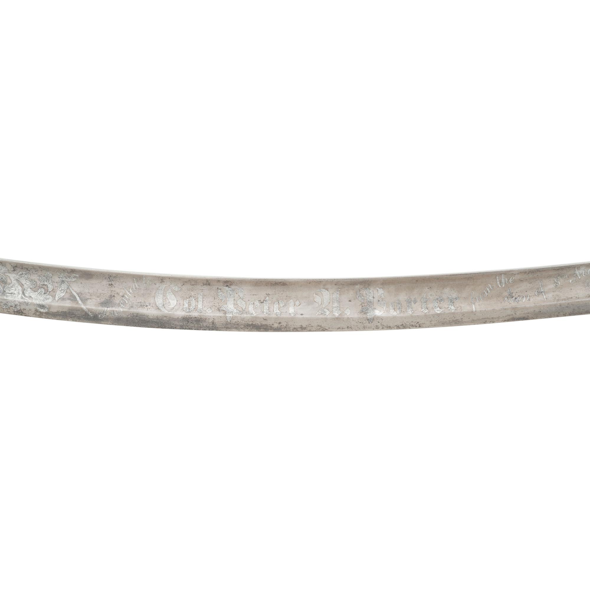 Ames Model 1840 Light Artillery Saber With Modern Blade Etching to Col. Peter Porter - 8th NY Heavy Artillery - KIA at Cold Harbor