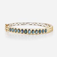 A 14K Yellow Gold and Sapphire Bracelet