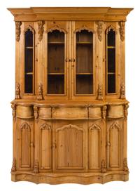 A Gothic Revival Style Pine Bookcase Height 86 x width 60 1/4 x depth 21 inches. — 20TH CENTURY