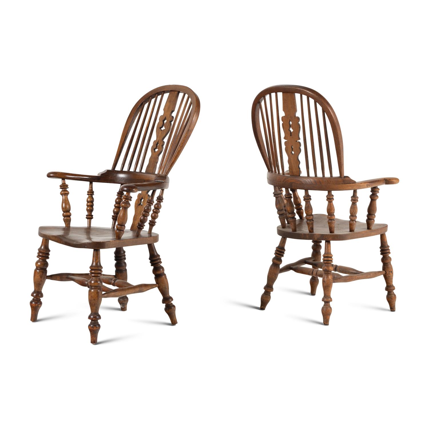 A Matched Pair of Oak Windsor Chairs