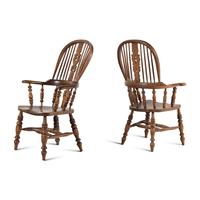 A Matched Pair of Oak Windsor Chairs