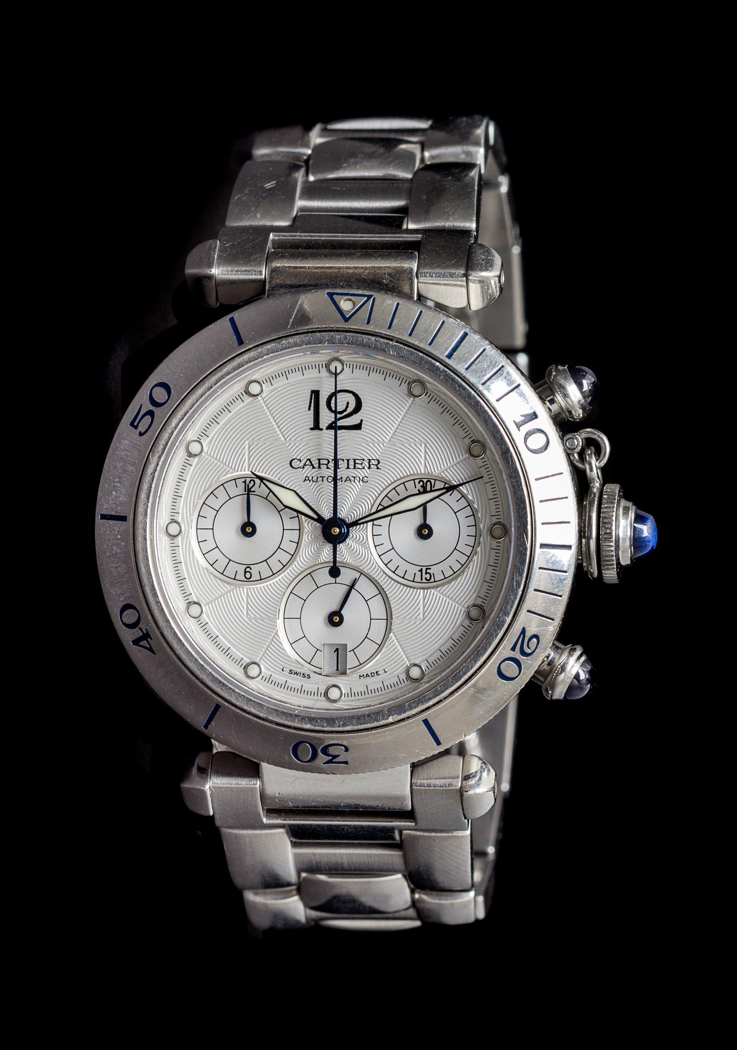 A Stainless Steel Chronograph Ref. 2113 "Pasha" Wristwatch, Cartier,