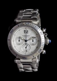 A Stainless Steel Chronograph Ref. 2113 "Pasha" Wristwatch, Cartier,