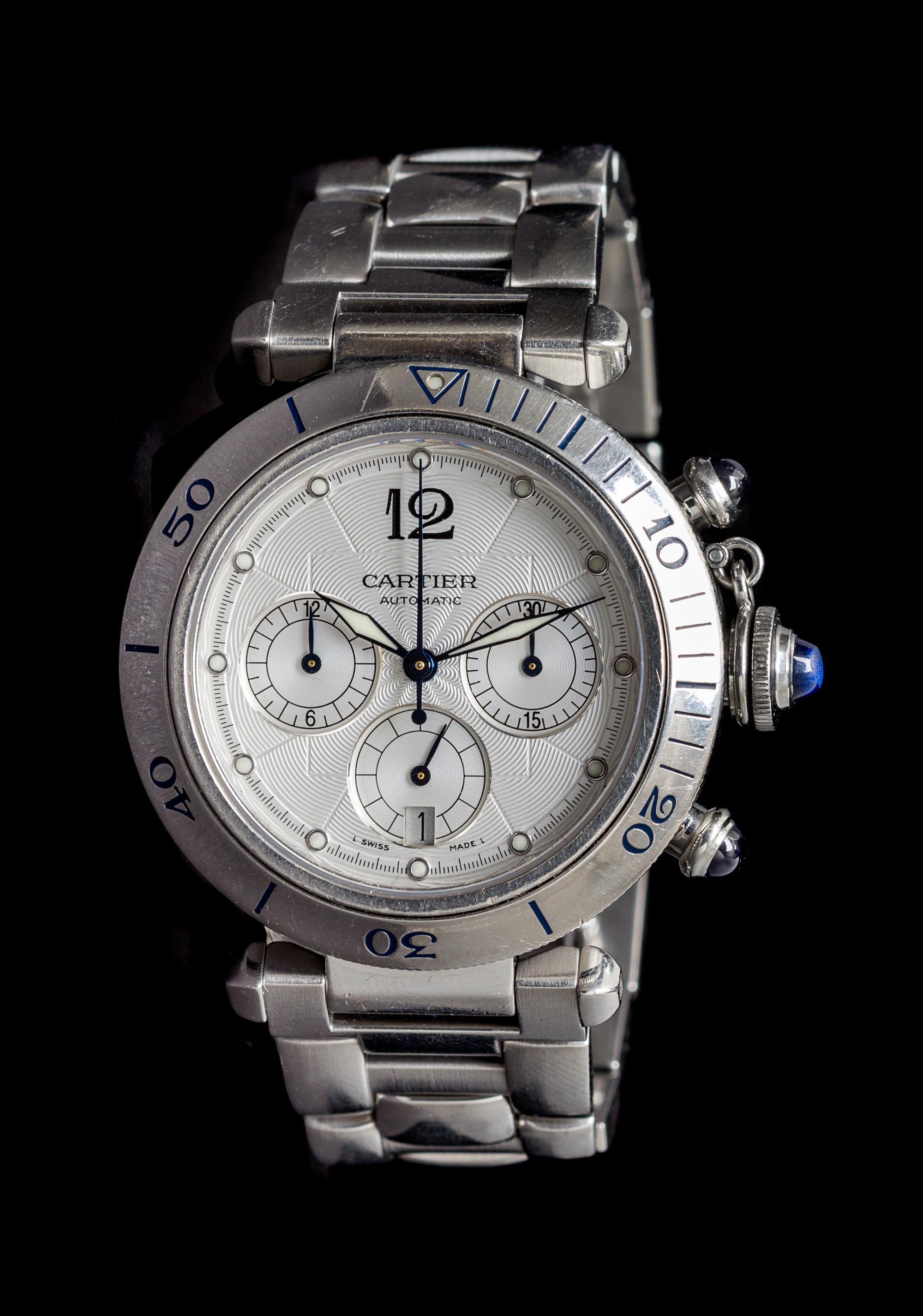 A Stainless Steel Chronograph Ref. 2113 "Pasha" Wristwatch, Cartier,