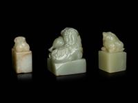 Three Chinese Celadon Jade Seals