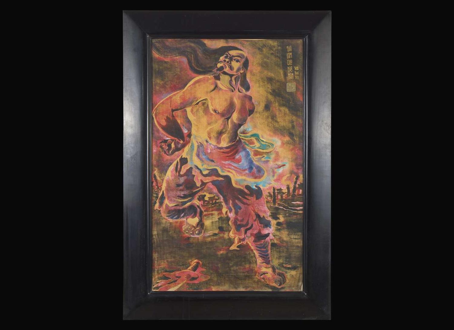 Tu Duyen (Nguyen Van Duyen, 1915-2012), 越南絲綢版畫“保義王陳平仲”