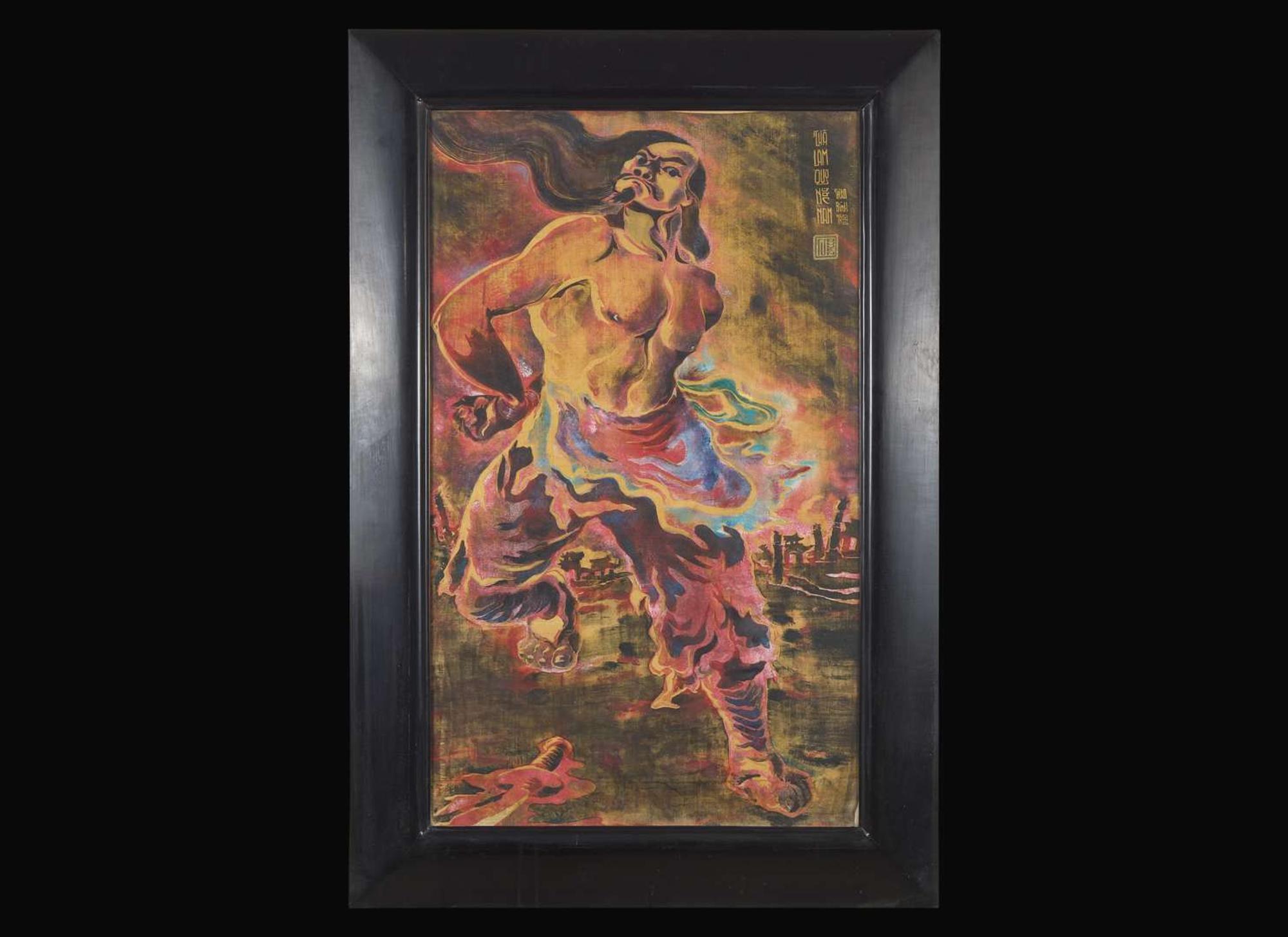 Tu Duyen (Nguyen Van Duyen, 1915-2012), 越南絲綢版畫“保義王陳平仲”