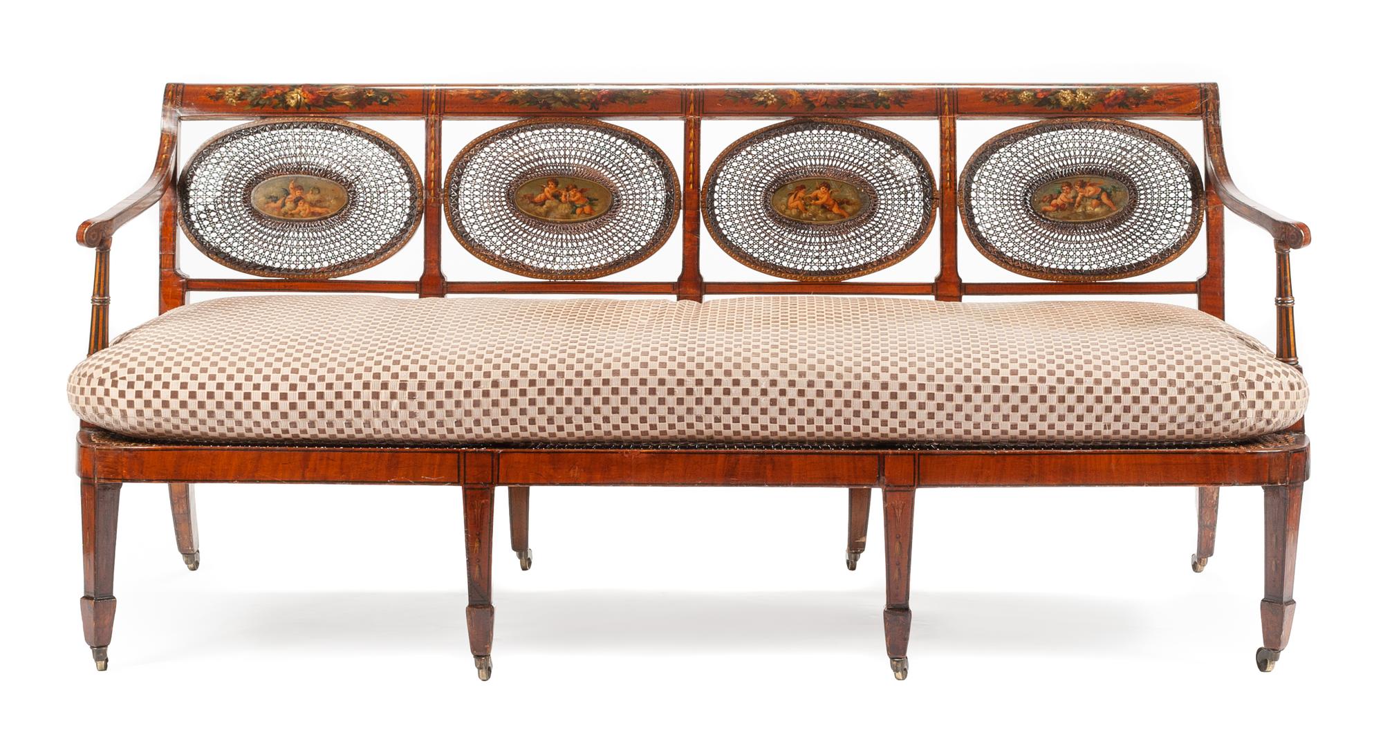 An Edwardian Painted Sofa Height 35 x width 76 1/2 x depth 28 inches. — LATE 19TH/EARLY 20TH CENTURY
