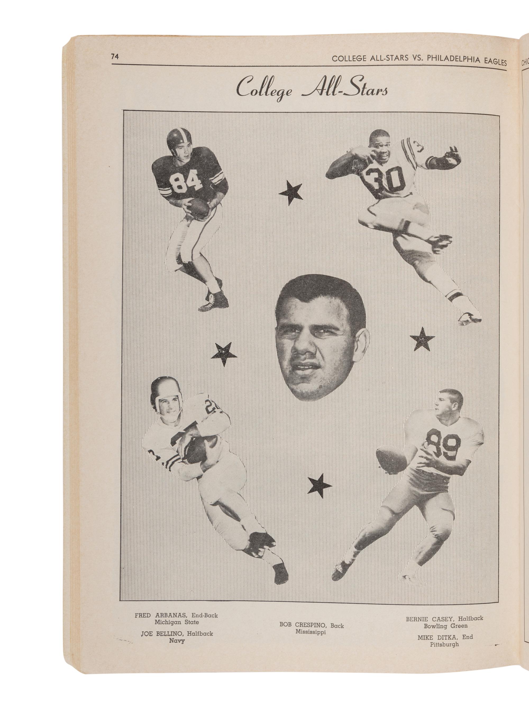 Mike Ditka's Personally Owned 1961 College All Stars vs Philadelphia Eagles Game Program
