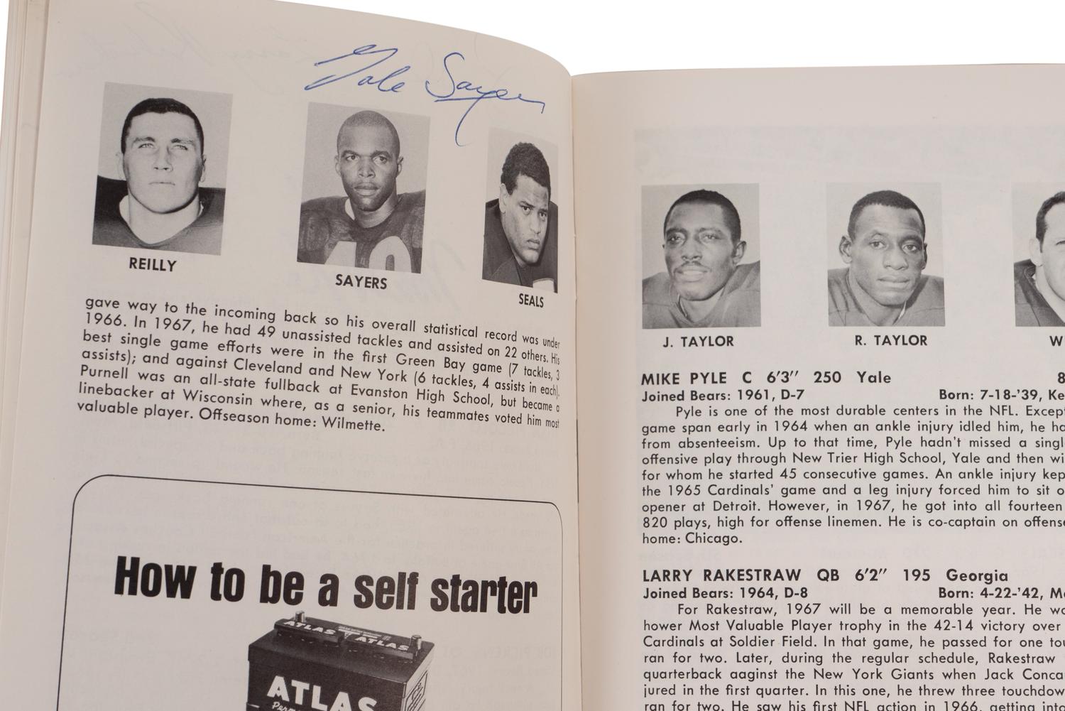 A 1968 Chicago Bears Signed Autograph Media Guide Including George Halas and Gale Sayers (PSA Authentic),