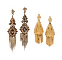 TWO PAIRS OF FRINGE EARRINGS