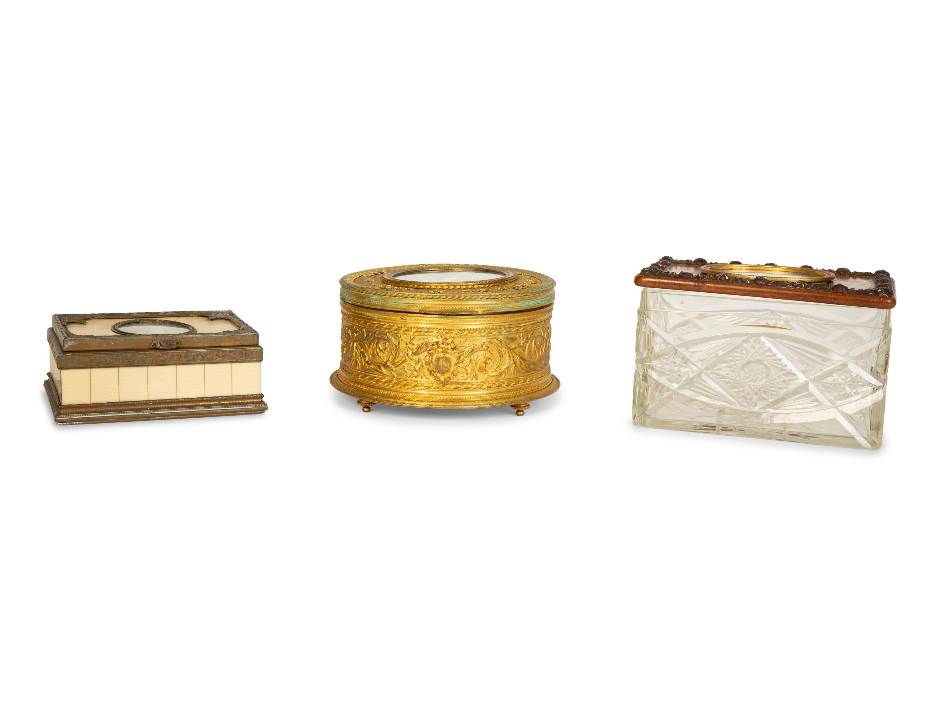 Three Continental Table Boxes Decorated with Painted Portraits