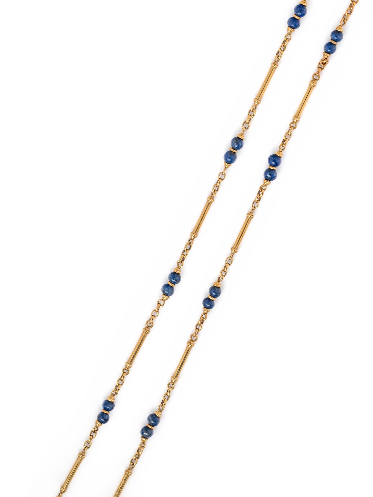 YELLOW GOLD AND LAPIS LAZULI NECKLACE