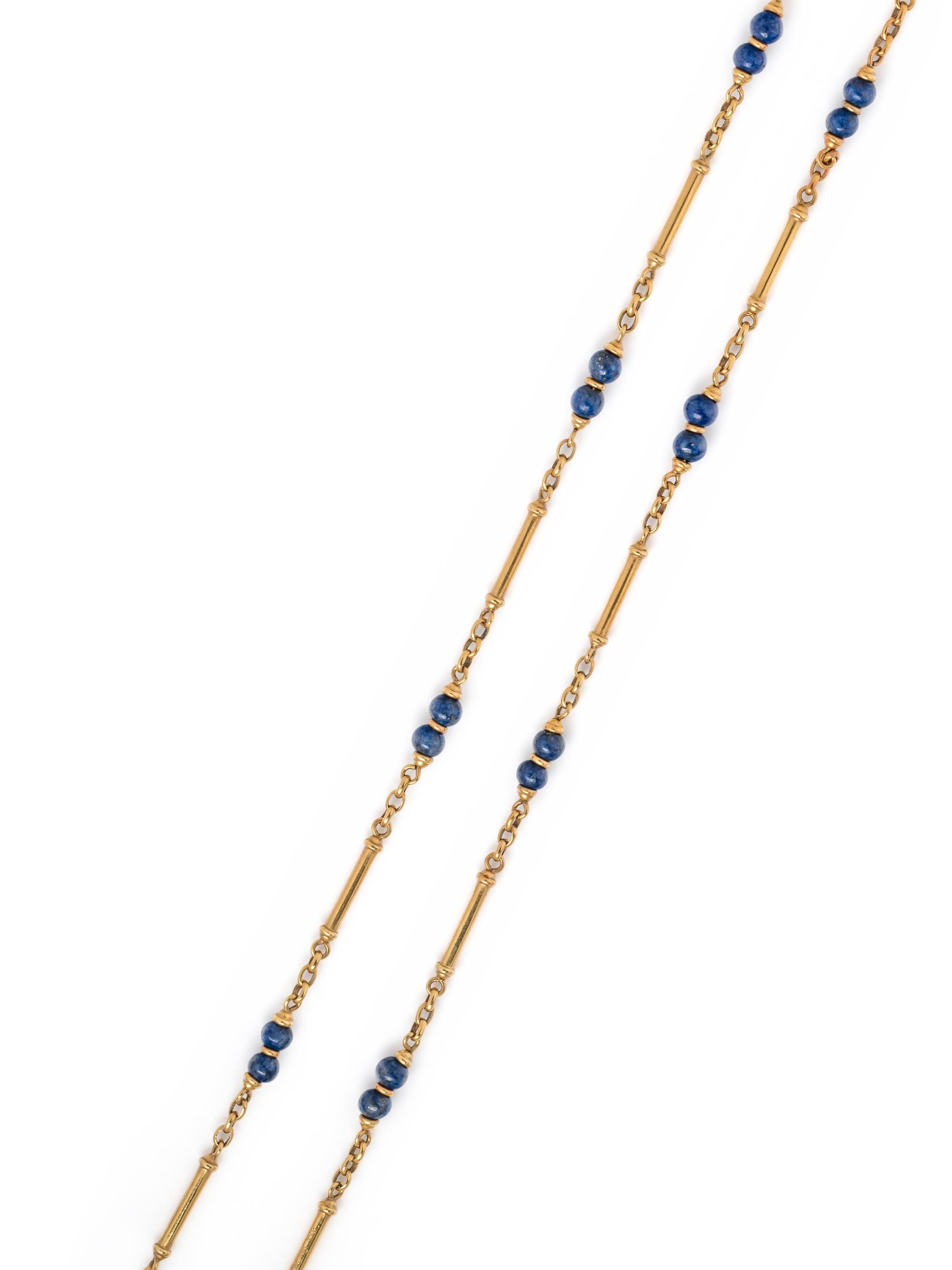 YELLOW GOLD AND LAPIS LAZULI NECKLACE