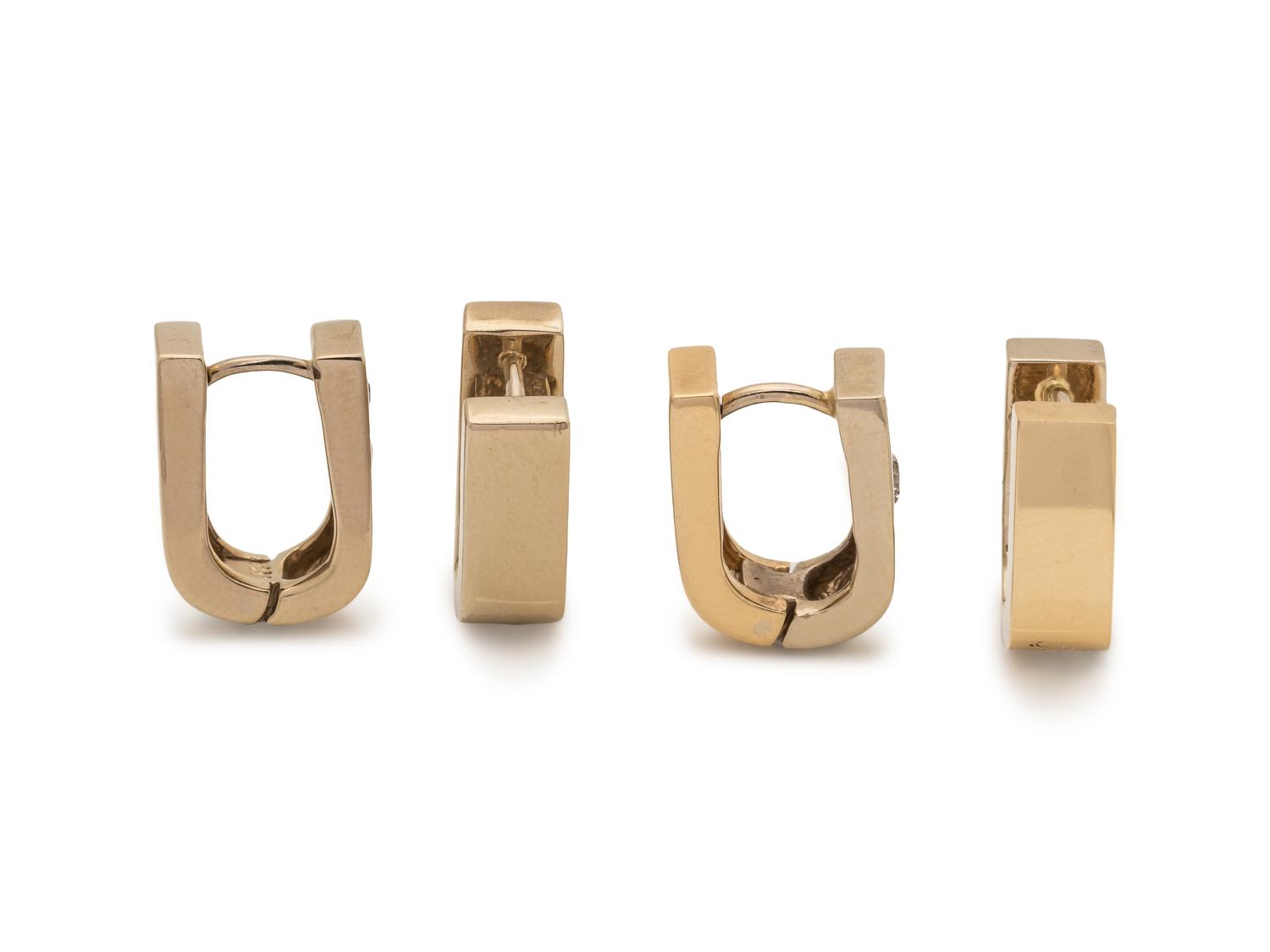 COLLECTION OF YELLOW GOLD AND DIAMOND HUGGIE EARRINGS