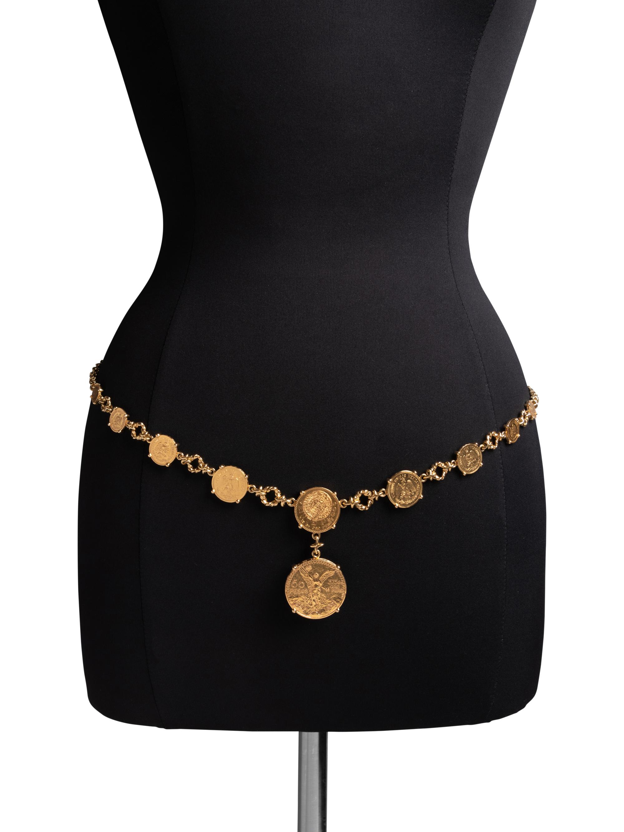 VAN CLEEF & ARPELS, VINTAGE, CONVERTIBLE YELLOW GOLD AND COIN BELT/NECKLACES