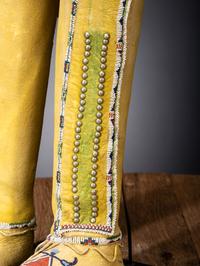 Kiowa Beaded Boot Moccasins, with Eagle Tail Design