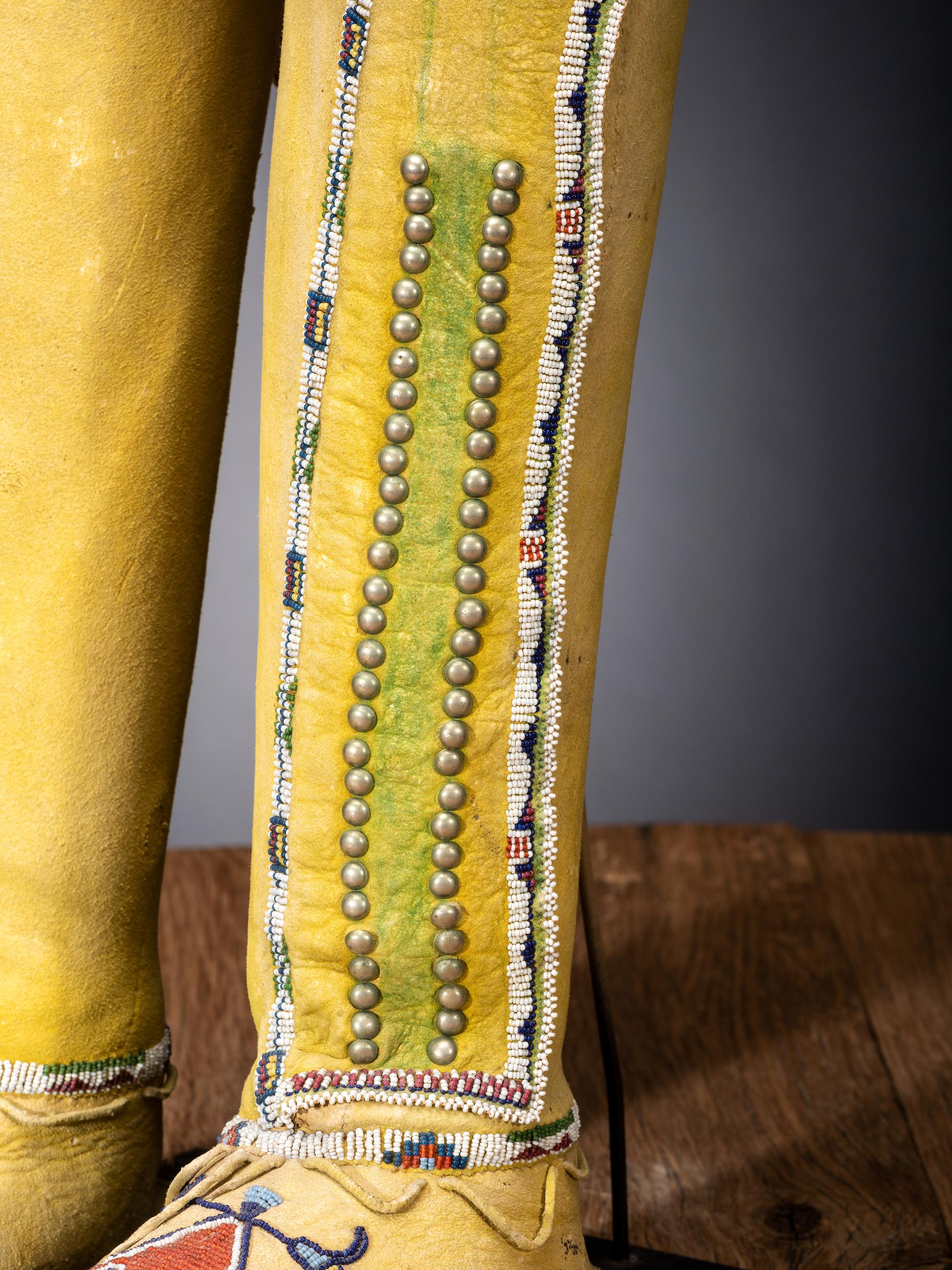 Kiowa Beaded Boot Moccasins, with Eagle Tail Design