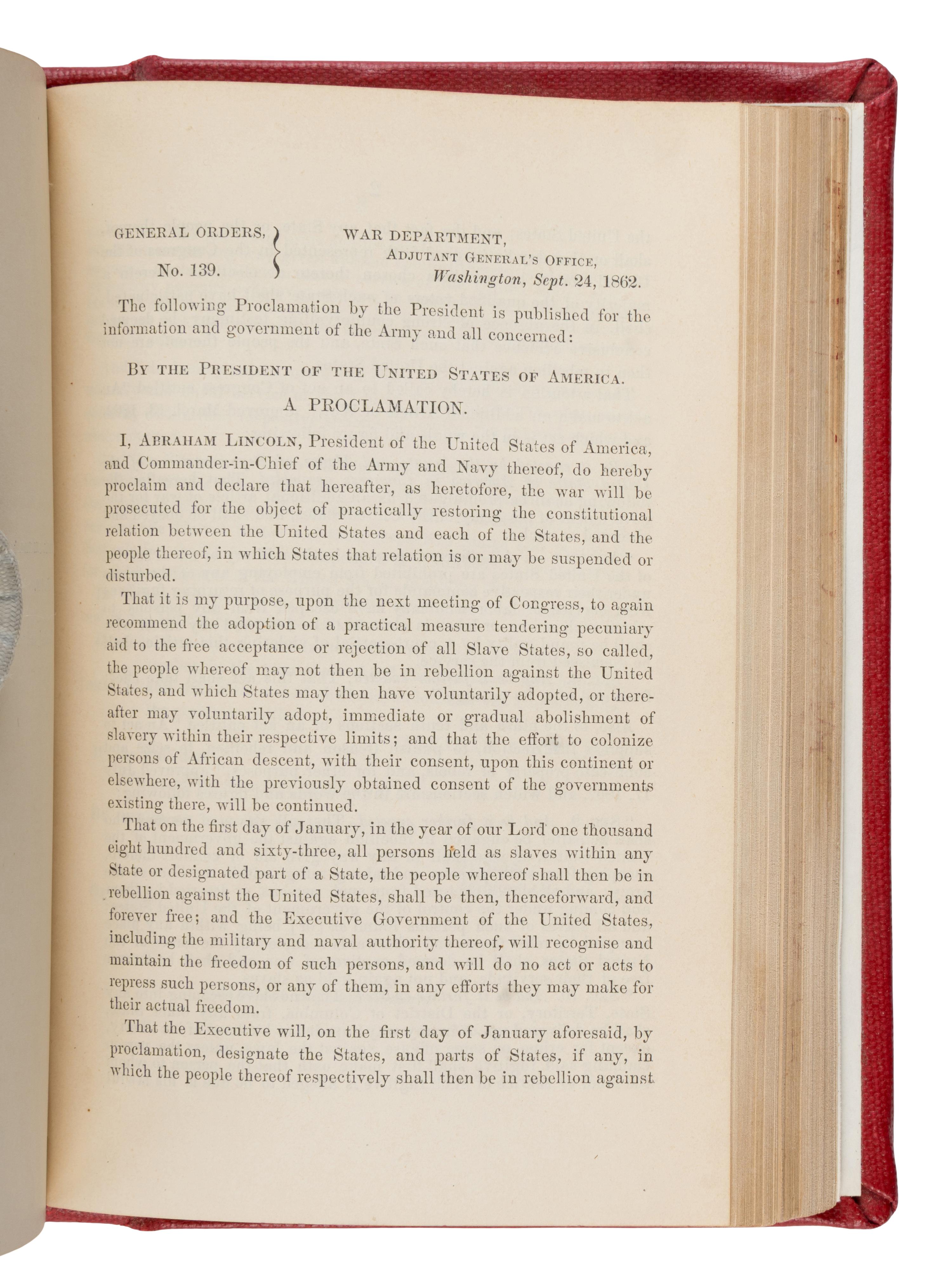 [Lincoln, Abraham (1809-1865), et al.]. A nearly complete run of over 1,000 General Orders from the War Department Adjutant General's Office during the Civil War years. Washington, D.C., [Government Printing Office], 1861-1865.