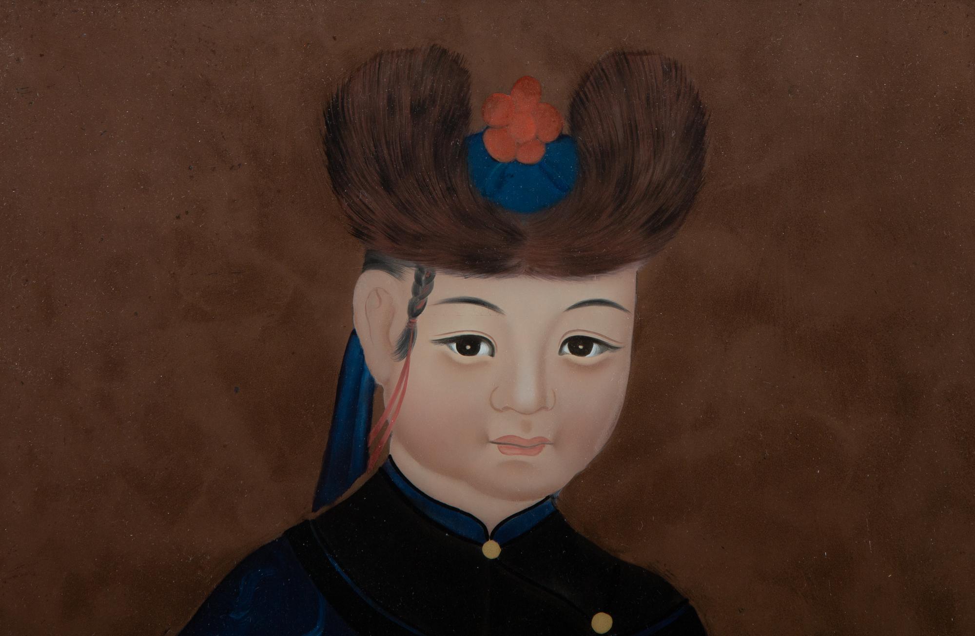 A Chinese Reverse Painting on Glass of a Boy — 19TH/20TH CENTURY